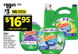 Dollar General Gain Liquid Laundry Detergent 134 Load, Super Flings! offer