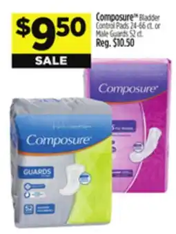 Dollar General ComposureTM Bladder Control Pads or Male Guards offer