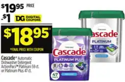 Dollar General Cascade Automatic Dishwasher Detergent offer