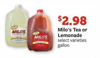 Fareway Milo's Tea Or Lemonade Select Varieties Gallon offer