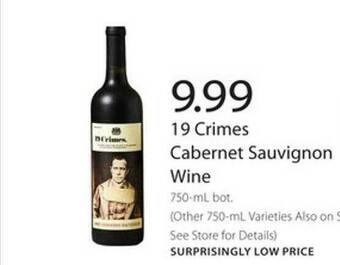 Publix 19 Crimes Cabernet Sauvignon Wine offer