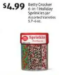 Aldi Betty Crocker Holiday Sprinkles jar offer