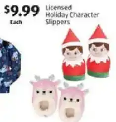 Aldi Licensed Holiday Character Slippers offer
