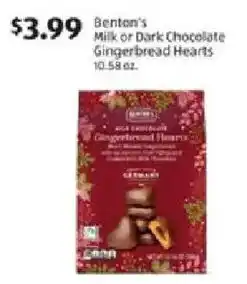 Aldi Benton's Milk or Dark Chocolate Gingerbread Hearts offer