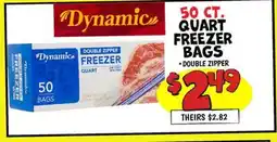 Ollie's Dynamic QUART FREEZER FREEZER DOUBLE ZIPPER BAGS offer