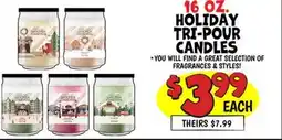 Ollie's 16 OZ. HOLIDAY TRI-POUR CANDLES offer