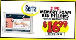 Ollie's Serta 2 PK. MEMORY FOAM BED PILLOWS offer