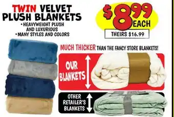 Ollie's TWIN VELVET PLUSH BLANKETS offer