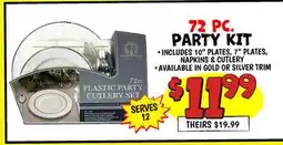 Ollie's 72 PC. PARTY KIT offer