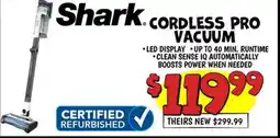 Ollie's SHARK CORDLESS PRO VACUUM offer