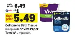 Meijer Cottonelle Bath Tissue 6 mega rolls or Viva Paper Towels* 2 triple rolls offer