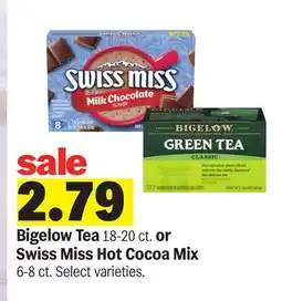 Meijer Bigelow Tea 18-20 ct. or Swiss Miss Hot Cocoa Mix 6-8 ct offer