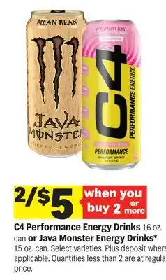 Meijer C4 Performance Energy Drinks 16 oz. can or Java Monster Energy Drinks* 15 oz. can offer