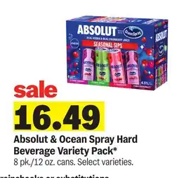 Meijer Absolut & Ocean Spray Hard Beverage Variety Pack offer