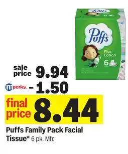 Meijer Puffs Family Pack Facial Tissue offer