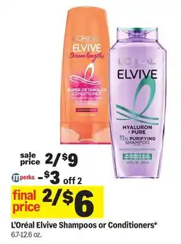 Meijer L' Oréal Elvive Shampoos or Conditioners offer