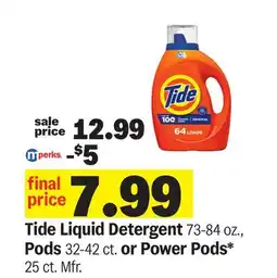 Meijer Tide Liquid Detergent 73-84 oz., Pods 32-42 ct. or Power Pods* 25 ct offer