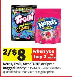 Meijer Nerds, Trolli, SweeTARTS or Spree Bagged Candy offer