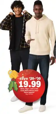 Meijer Matix, Edgar + Ash or Falls Creek Men's Sherpa Lined Fleece Apparel offer