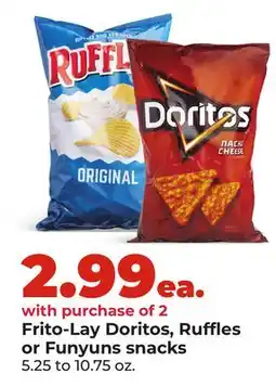 Hy-Vee Frito-Lay Doritos, Ruffles or Funyuns snacks offer