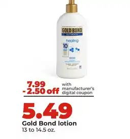 Hy-Vee Gold Bond lotion offer