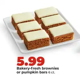 Hy-Vee Bakery-fresh brownies or pumpkin bars offer