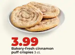 Hy-Vee Bakery-fresh cinnamon puff crispies offer