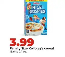 Hy-Vee Family Size Kellogg's cereal offer