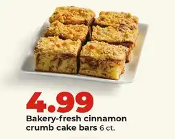 Hy-Vee Bakery-fresh cinnamon crumb cake bars offer