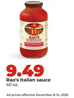 Hy-Vee Rao's Italian sauce offer
