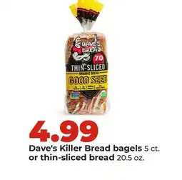 Hy-Vee Dave's Killer Bread bagels 5 ct. or thin-sliced bread 20.5 oz offer