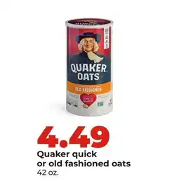 Hy-Vee Quaker quick or old fashioned oats offer