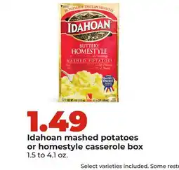 Hy-Vee Idahoan mashed potatoes or homestyle casserole box offer