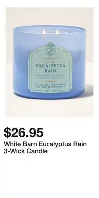 Bath & Body Works White Barn Eucalyptus Rain 3-Wick Candle offer