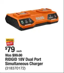 The Home Depot RIDGID 18V Dual Port Simultaneous Charger offer