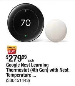 The Home Depot Google Nest Learning Thermostat (4th Gen) with Nest Temperature Sensor (2nd Gen) - Polished Obsidian offer
