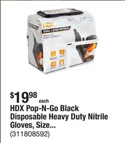 The Home Depot HDX Pop-N-Go Black Disposable Heavy Duty Nitrile Gloves, Size Large (80-Count) offer