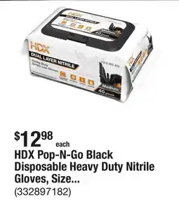 The Home Depot HDX Pop-N-Go Black Disposable Heavy Duty Nitrile Gloves, Size Medium (40-Count) offer