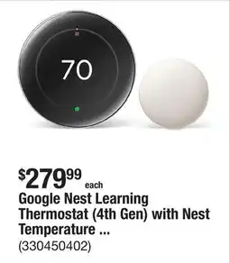 The Home Depot Google Nest Learning Thermostat (4th Gen) with Nest Temperature Sensor (2nd Gen) - Polished Silver offer