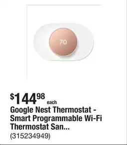 The Home Depot Google Nest Thermostat - Smart Programmable Wi-Fi Thermostat Sand and Nest Thermostat Trim Kit Snow offer