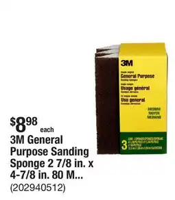The Home Depot 3M General Purpose Sanding Sponge 2 7/8 in. x 4-7/8 in. 80 Medium-Grit Single Angled (3-Pack) offer