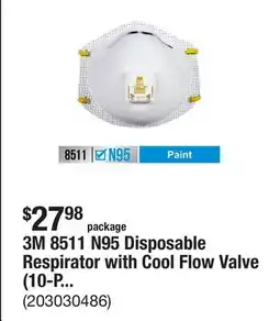 The Home Depot 3M 8511 N95 Disposable Respirator with Cool Flow Valve (10-Pack) offer