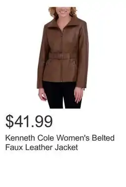 Costco Kenneth Cole Women's Belted Faux Leather Jacket offer