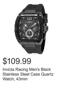 Costco Invicta Racing Men's Black Stainless Steel Case Quartz Watch, 43mm offer