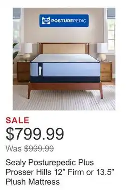 Costco Sealy Posturepedic Plus Prosser Hills 12 Firm or 13.5 Plush Mattress offer