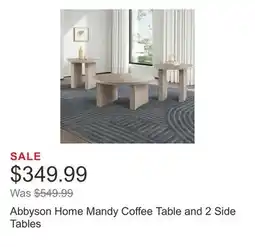 Costco Abbyson Home Mandy Coffee Table and 2 Side Tables offer