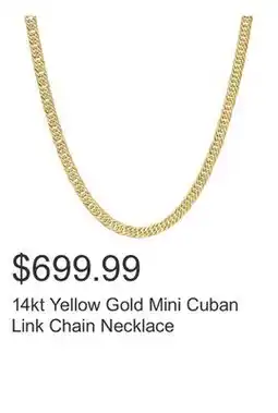 Costco 14kt Yellow Gold Mini Cuban Link Chain Necklace offer