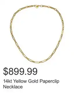 Costco 14kt Yellow Gold Paperclip Necklace offer