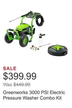 Costco Greenworks 3000 PSI Electric Pressure Washer Combo Kit offer