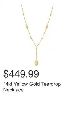 Costco 14kt Yellow Gold Teardrop Necklace offer